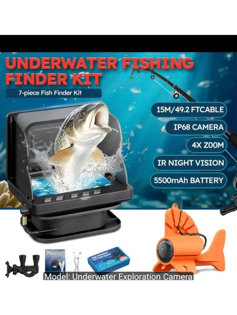Upgrade] NO.1 HD 1080P Underwater Fishing Camera 7'' - w/10,